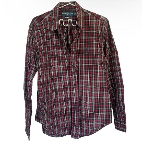 Ralph Lauren Blue Label Men’s L Button Down Classic Plaid Long Sleeve with Horse - Picture 1 of 7